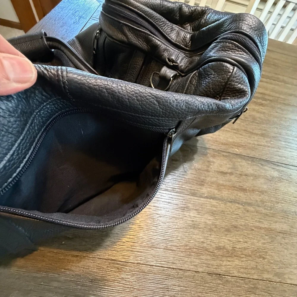 Vintage Lebo Voyager Black Leather Duffle Bag Weekender Travel Overnight Luggage